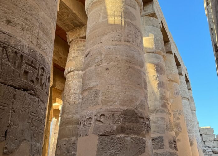 Carved columns of the Great Hypostyle Hall at Karnak, Luxor